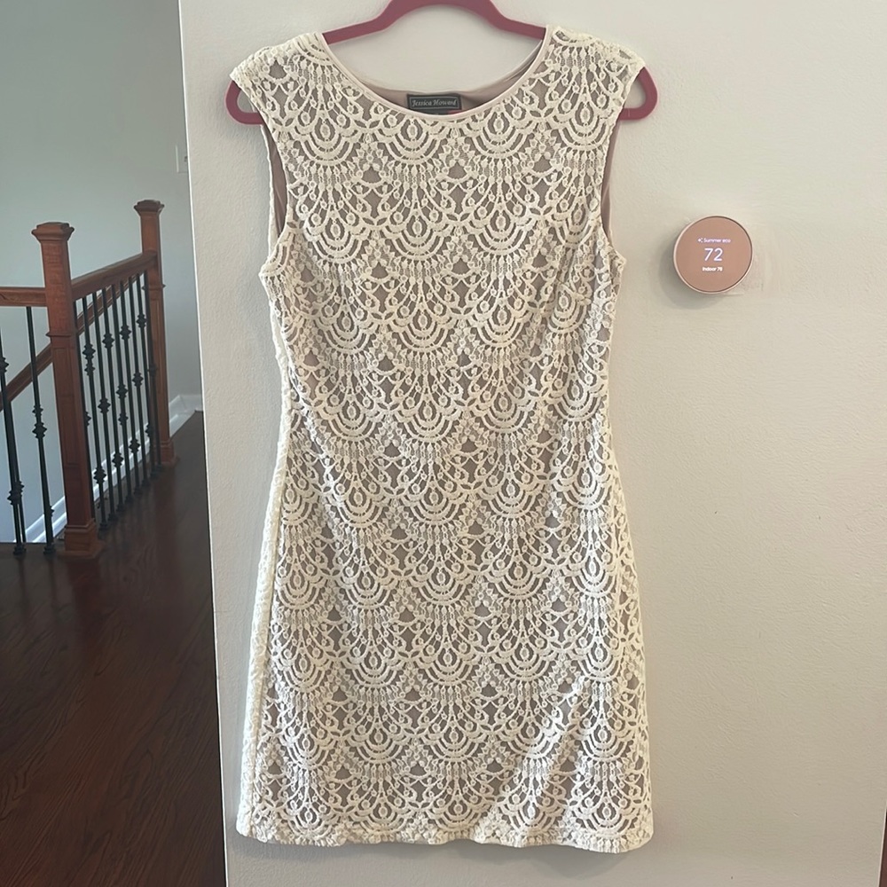 Jessica Howard Lace Cream/Taupe Dress